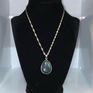Elegant Silver 925 & Dark Jasper Pendant Necklace